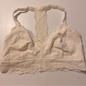 Target Auden white ivory lace sexy t back lightly lined bralette-XL
